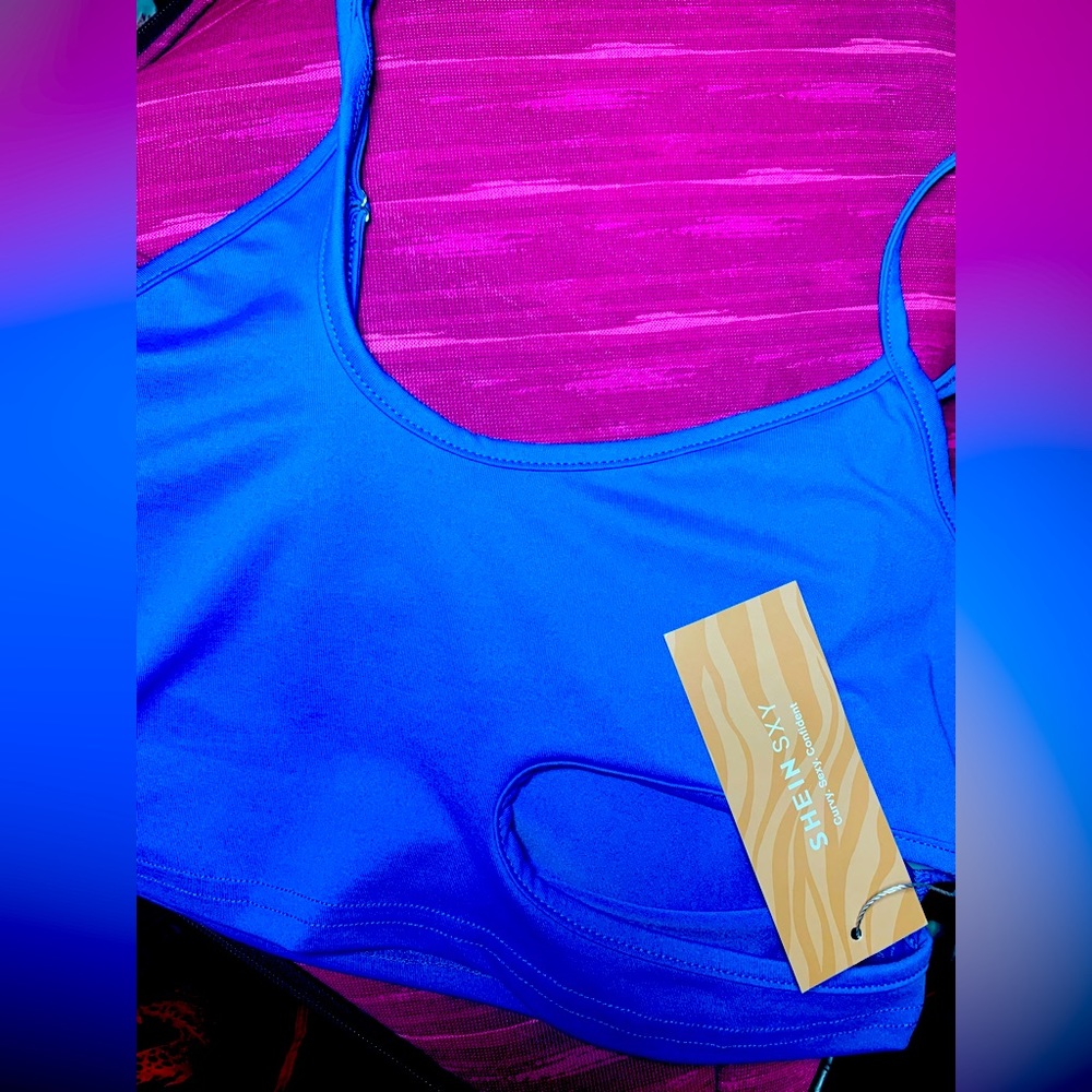 SHEIN SXY blue asymmetrical crop top - NEW W TAGS size M